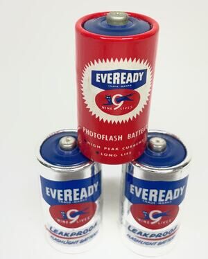 Lot of 3 Eveready vintage C size batteries - 1960s/70s